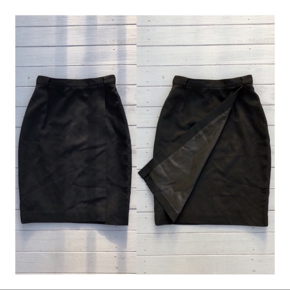 Vintage Burberry black wool wrap pencil skirt 6 - Picture 3 of 14